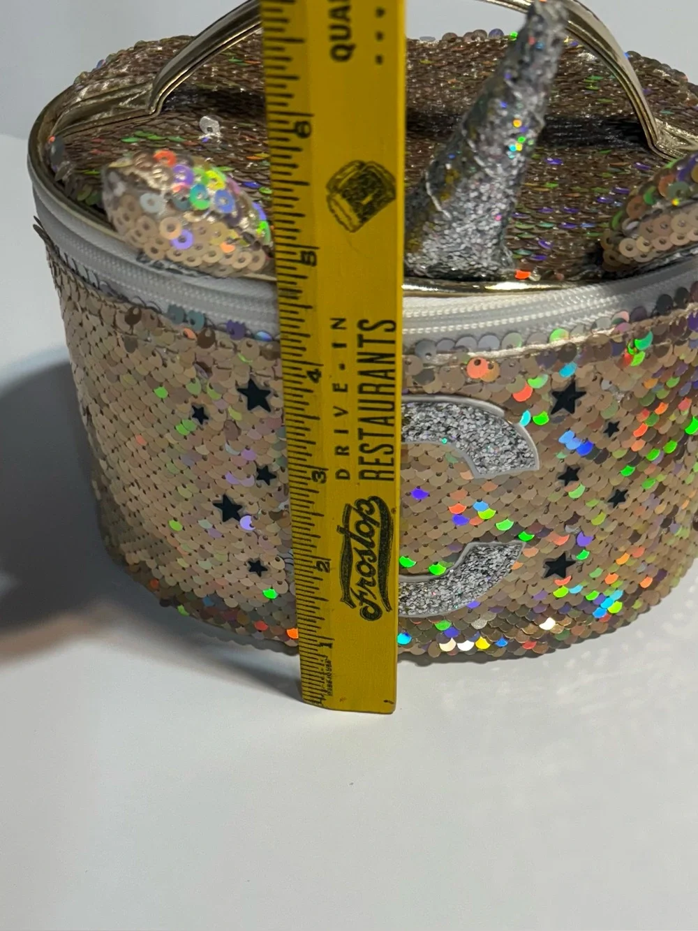 Just Shine Girls Gold Sequin Unicorn Cosmetic Case/Purse with Glitter 'C' Accent